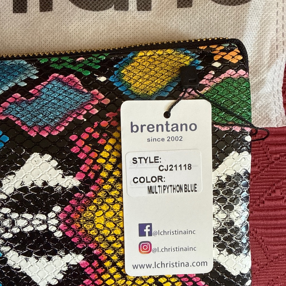 Brentano Multi-color Python Blue Crossbody/Clutch… - image 8